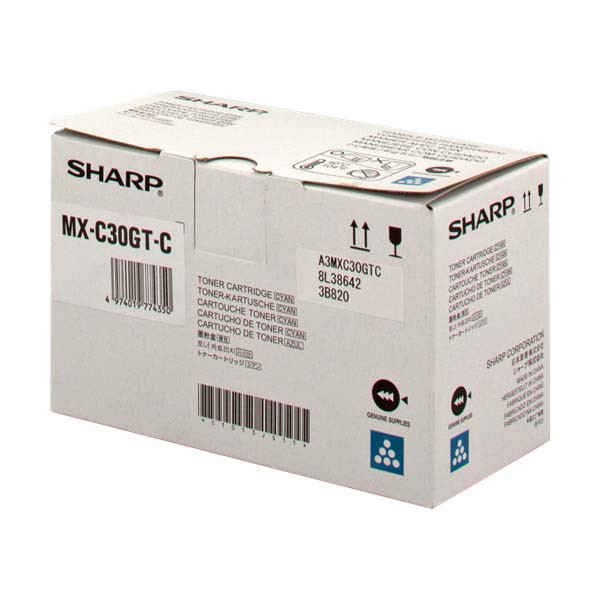 Cartus toner Sharp MX C 250 E, MX C 250 F, MX C 250 FE, MX C 250 FR, MX C 300 E, MX C 300 P, MX C 300 W, MX C 300 WE, MX C 300 WR, MX C 301 W, MX C 303 W, MX C 303 WEU, MX-C30GTC 6k Cyan Original