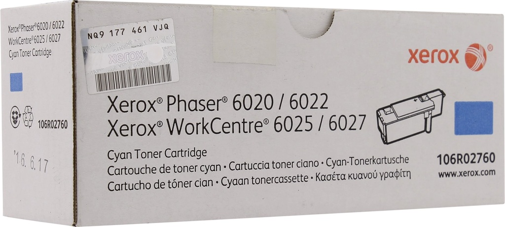 Cartus toner Xerox Phaser 6020, WC6027, Phaser 6022, WC6025 106R02760 Cyan Original