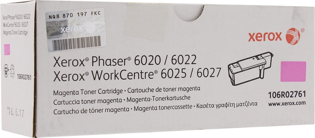 Cartus toner Xerox Phaser 6020, WC6027, Phaser 6022, WC6025 106R02761 Magenta Original