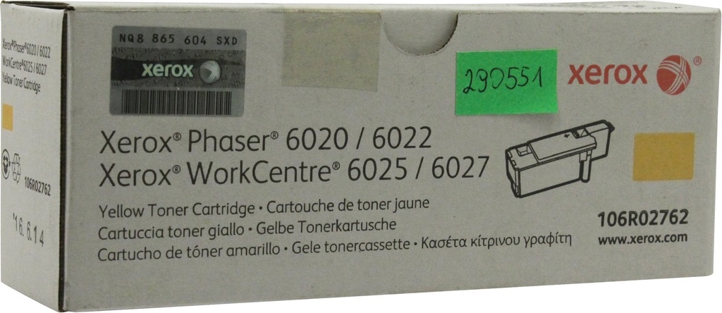 Cartus toner Xerox Phaser 6020, WC 6027, Phaser 6022, WC 6025 106R02762 Yellow Original