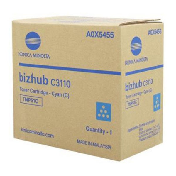 Cartus toner Minolta Bizhub C3110 TNP51 TNP51C A0X5455 1 cartridge, yield approx. 5.000 / 5% Cyan Original