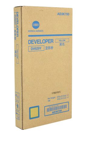 Developer Minolta Accurio Press C7090, Accurio Press C7100 DV629 DV629Y, AD3K700 1 bag, developer, yield ca. 2.150k Yellow Original