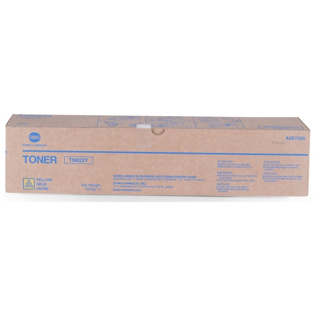 Cartus toner Minolta bizhub Press C1085, bizhub Press C1100, TN622, TN622Y, TN-622, TN-622Y, A5E7250, 1 bottle cartridge, Toner, 104k, Yellow, Original