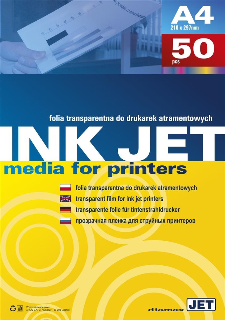 Folie pentru imprimante inkjet - 50 buc/top 100 mic