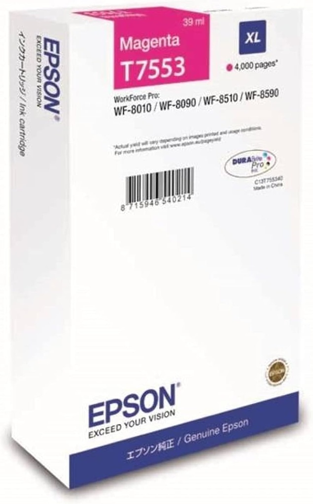 Cartus cerneala Epson Workforce Pro WF 8010DW, WF 8090DW, WF 8510DWF, WF 8590DWF 4k Magenta Promo Original