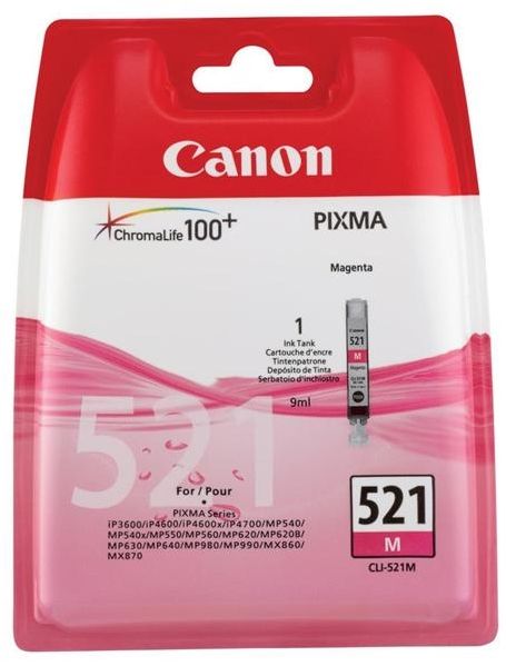 Cartus cerneala Canon Pixma IP3600, IP4600, IP4700, MP540, MP550, MP560, MP620, MP630, MP640, MP980, MP990, MX860, MX870, CLI-521M, BS2935B001AA Magenta Original