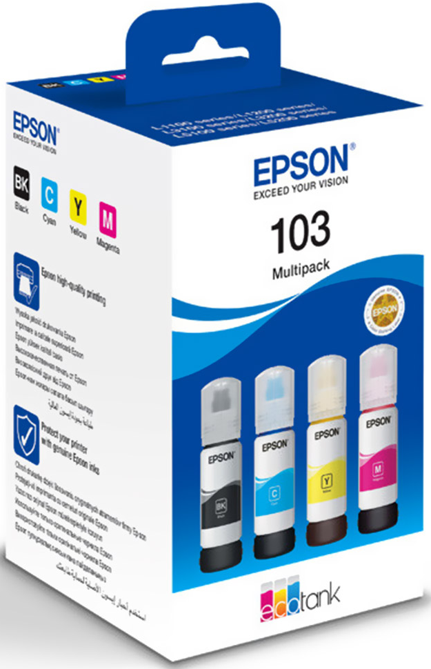 Multipack Cartuse Cerneala Epson 103 L3151, L3150, L3111, L3110 CISS 4.5k Black, Cyan, Magenta, Yellow, Original