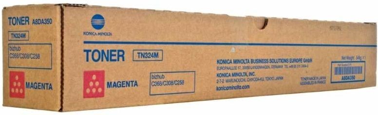 Cartus toner Minolta Bizhub C258, Bizhub C368, Bizhub C308 TN324 TN324M A8DA350 1 spiral bottle, 562 g Toner, yield approx. 26k / 5% Magenta Promo Original CPV 30125100-2