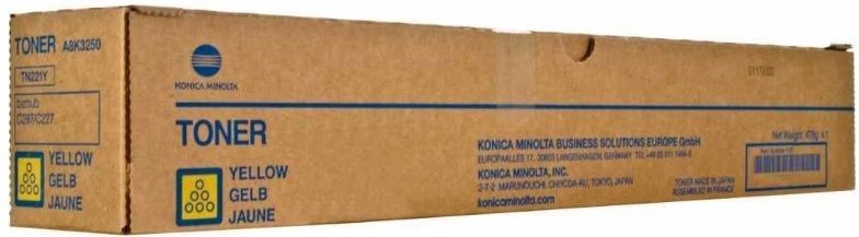 Cartus toner Minolta Bizhub C 258, Bizhub C 368, Bizhub C 308 TN324 TN324Y A8DA250 1 spiral bottle, 562 g Toner, yield approx. 26k / 5% Yellow Promo Original