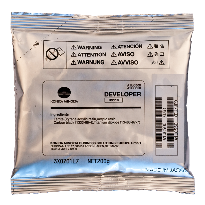 Developer Minolta Bizhub 225i, Bizhub 185, Bizhub 215, Bizhub 226, Bizhub 266, Bizhub 306, Bizhub 164, Bizhub 165 DV116 Black Promo Original