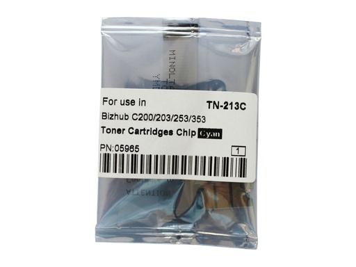 [CET5965] Chip Minolta Bizhub C 200, Bizhub C 200E, Bizhub C 203, Bizhub C 253, Bizhub C 353 TN-213C, TN213C C200--18.5K
C203/253--19K
C353--20K Cyan Compatibil CET