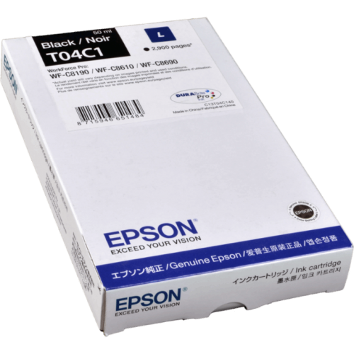 [C13T04C140] Cartus cerneala Epson WORKFORCE PRO C8190DW, C8610DWF, C8690DWF C13T04C140 Ink Cartridges, T04C1, Singlepack, Standard, L 2.9k Black Original