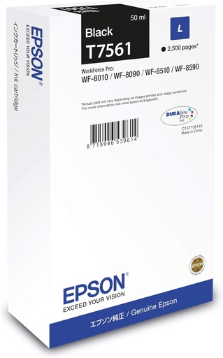 [C13T756140] Cartus cerneala Epson DURABrite WF-8010DW, WF-8510DWF 2.5k BK Black Original