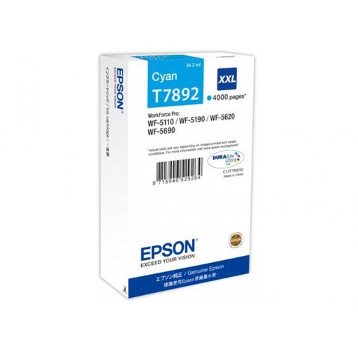 [C13T789240] Cartus cerneala Epson WF 5620, WF 5110, WF 5690 XXL C13T789240 Ink Cartridges, DURABrite™ Ultra, T789, Singlepack, 1 x 34.2 ml Cyan, High, XXL Original