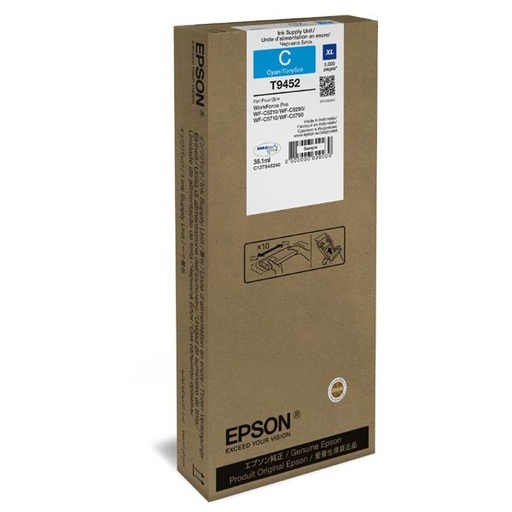 [C13T945240] Cartus cerneala Epson WF C5710, WF C5290, WF C5790 XL C13T945240 Ink Cartridges, DURABrite™ Ultra, T9452, Singlepack, 1 x 38.1 ml Cyan, XL 5k Original