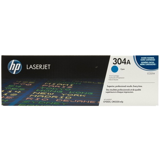 [CC531A] Cartus toner HP Color LJ CP2025, Color LJ CM2320, Color LJ CP2020, NR.304A, HP 304A, CC531A, 2.8k, Cyan, Original