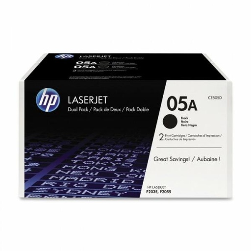 [CE505D] Cartus toner 2-pack HP LJ P 2050, LJ P 2055, LJ P 2035, NR.05A, HP 05A, 2.3k, Black, Original