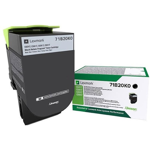 [71B20K0] Cartus toner Lexmark Return CX 317DN, CX 417DE, CX 517DE, CS 317DN, CS 417DN 71B20K0 3k Black Original