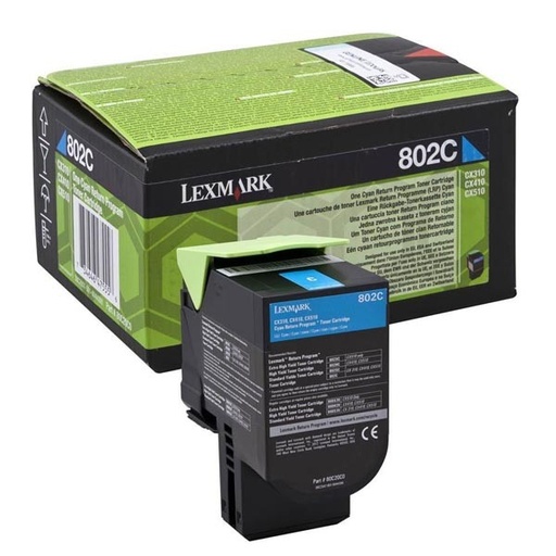 [80C20C0] Cartus toner Lexmark Return CX 310dn, CX 310n, CX 410de, CX 410dte, CX 410e, CX 510de Nr.802 80C20C0 1k Cyan Original