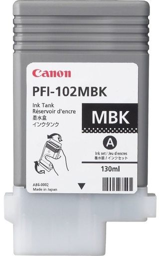 [CNCF0894B001AA] Pigment Ink Tank Canon PFI-102 Matte Black LP24, iPF 650, iPF 655, iPF 700, iPF 710, iPF 720, iPF 755, iPF 760, iPF 765, iPF 500, LP 17, iPF 510, iPF 610, iPF 600, iPF 605 Matt Black Original