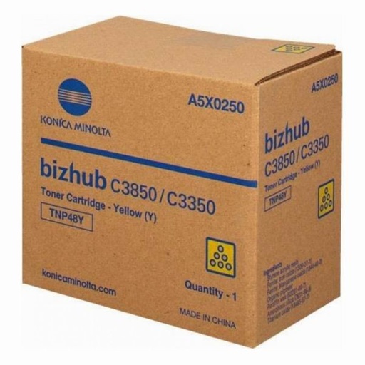 [A5X0250] Cartus toner Minolta Bizhub C 3350, Bizhub C 3850FS, Bizhub C 3850 TNP48 TNP48Y A5X0250 1 cartridge, Simitri HD-Toner, yield approx. 10K / 5% Yellow Original