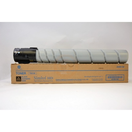 [A33K152] Cartus toner Minolta bizhub C454, bizhub C454e, bizhub C 554, bizhub C 554e, TN512, TN512K, A33K152, 1 spiral bottle, 543.5g Toner, yield approx. 27, 5k / 5% Black Original