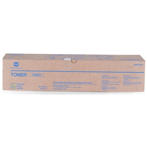 [A5E7250] Cartus toner Minolta bizhub Press C 1085, bizhub Press C 1100, TN622, TN622Y, TN-622, TN-622Y, A5E7250, 1 bottle cartridge, Toner, 104k, Yellow, Original