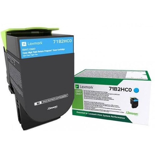 [71B2HC0] Cartus toner LEXMARK RETURN CX 317DN, CX 417DE, CX 517DE, CS 317DN, CS 417DN 3.5k Cyan Original