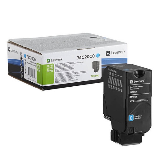 [74C20C0] Cartus toner Lexmark RETURN CS720, CS725, CX725, 3k Cyan Original