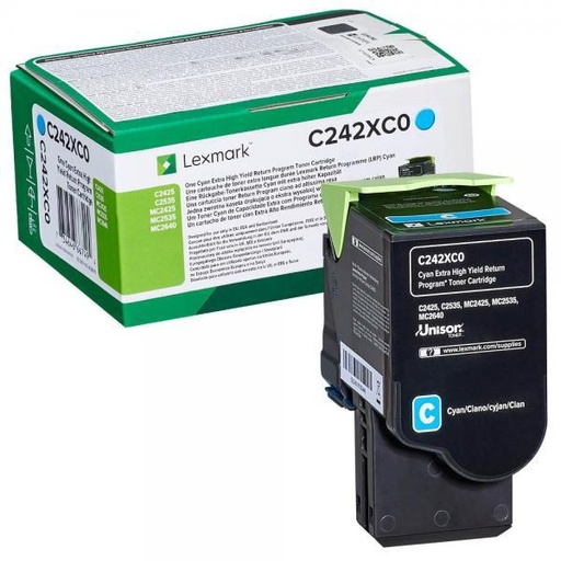 [C242XC0] Cartus toner Lexmark RETURN MC2640adwe, C2535dw, C2425dw, MC2535adwe 3.5k Cyan Original
